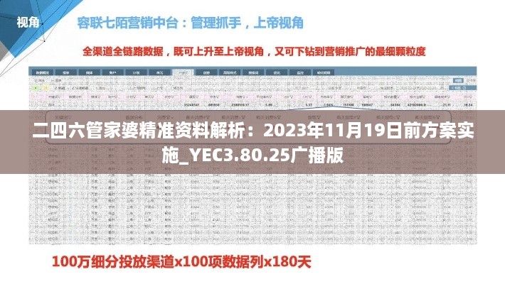 二四六管家婆精準資料解析：2023年11月19日前方案實施_YEC3.80.25廣播版