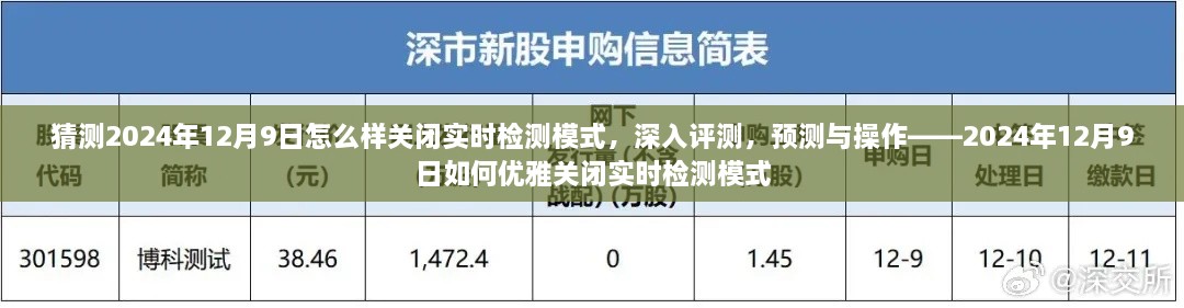 猜測2024年12月9日怎么樣關(guān)閉實時檢測模式，深入評測，預(yù)測與操作——2024年12月9日如何優(yōu)雅關(guān)閉實時檢測模式