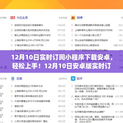 12月10日安卓版實時訂閱小程序下載教程，初學者與進階用戶指南