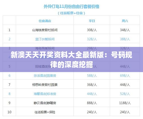 新澳天天開獎(jiǎng)資料大全最新版：號(hào)碼規(guī)律的深度挖掘