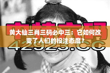 黃大仙三肖三碼必中三：它如何改變了人們的投注態(tài)度？