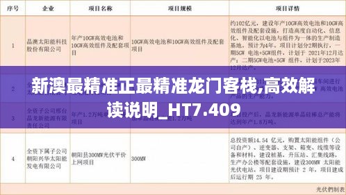 新澳最精準正最精準龍門客棧,高效解讀說明_HT7.409