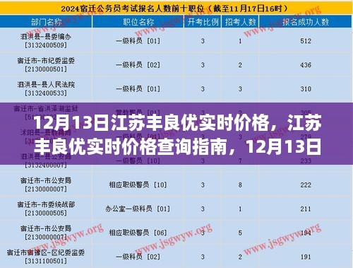 江蘇豐良優(yōu)實(shí)時(shí)價(jià)格指南，12月13日操作詳解，適用于初學(xué)者與進(jìn)階用戶(hù)