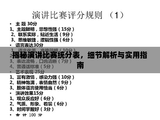 揭秘演講比賽統(tǒng)分表，細(xì)節(jié)解析與實(shí)用指南