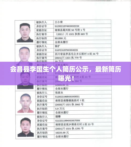 會昌縣李國生個人簡歷公示，最新簡歷曝光！