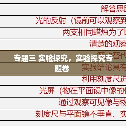 專題三 實(shí)驗(yàn)探究，實(shí)驗(yàn)探究專題卷 