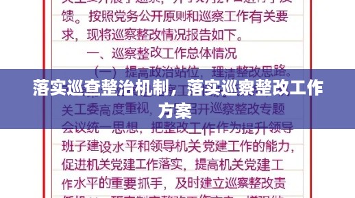 落實巡查整治機制，落實巡察整改工作方案 