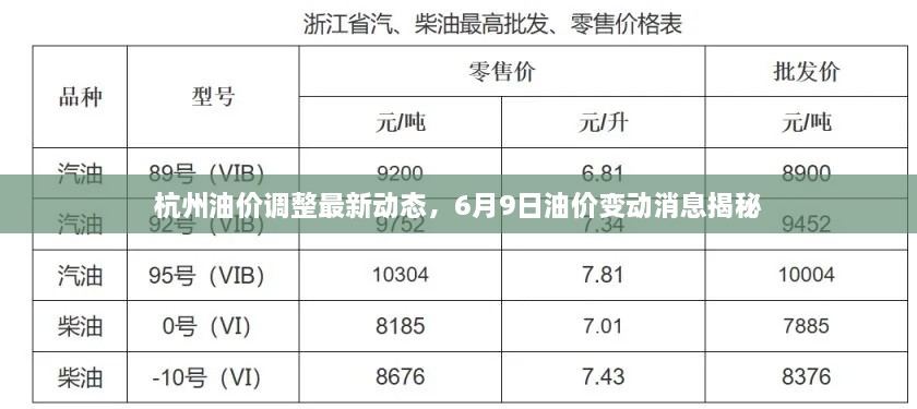 杭州油價調(diào)整最新動態(tài)，6月9日油價變動消息揭秘