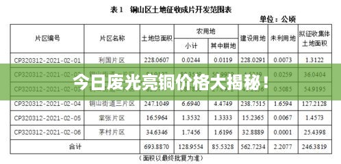 今日廢光亮銅價(jià)格大揭秘！