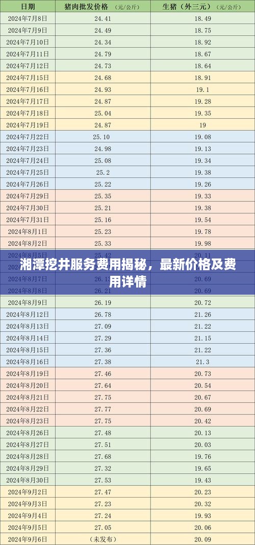 湘潭挖井服務(wù)費(fèi)用揭秘，最新價(jià)格及費(fèi)用詳情